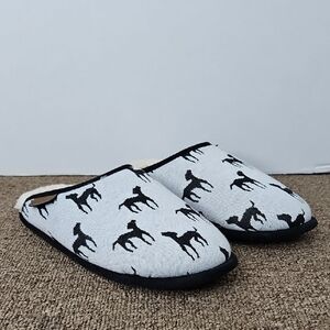 Eddie Bauer Light Gray Dog Slippers Sherpa Lined Sz 9 Womens Slipon